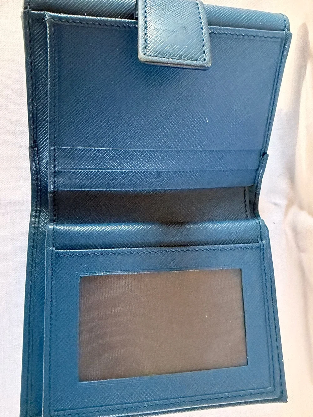 Salvatore Ferragamo Teal Leather Bow Wallet with Gold Hardware